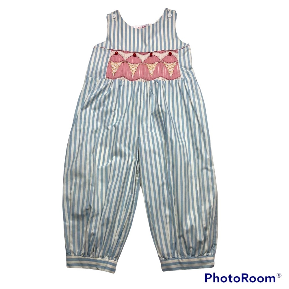 Vintage WeeBits Smocked Ice Cream Striped Romper size 4